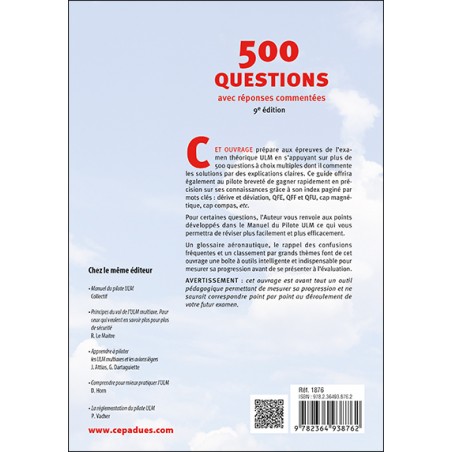 500 questions avec réponses commentées (pilotes ULM) 500 questions avec réponses commentées (pilotes ULM)