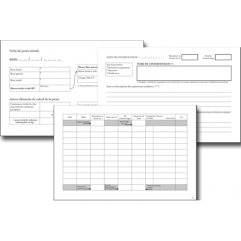 Carnet de route et d'entretien pour ULM