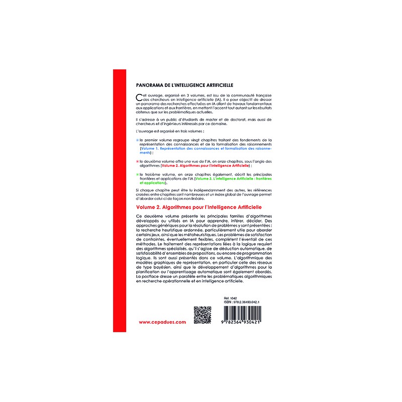 Algorithmes pour l'intelligence artificielle, volume 2 série : Panorama de l'Intelligence Artificielle