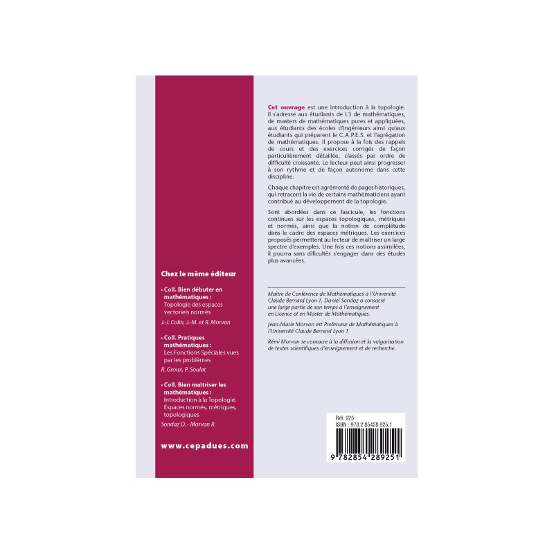 Limites, applications continues espaces complets: Introduction à la topologie