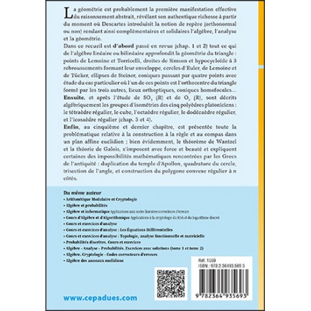 Algèbre et géométrie dans les espaces affines euclidiens de dimension 2 ou 3