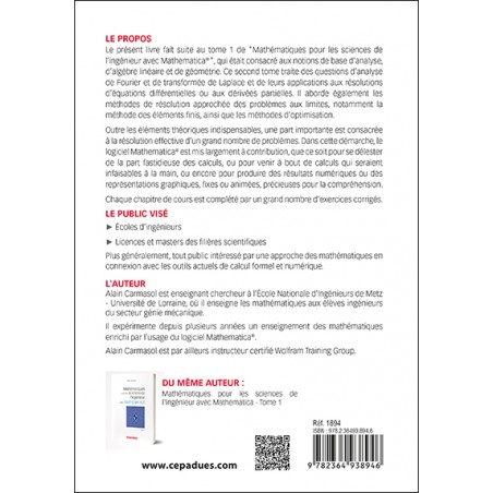 Mathématiques pour les sciences de l'ingénieur avec Mathematica. Tome 2