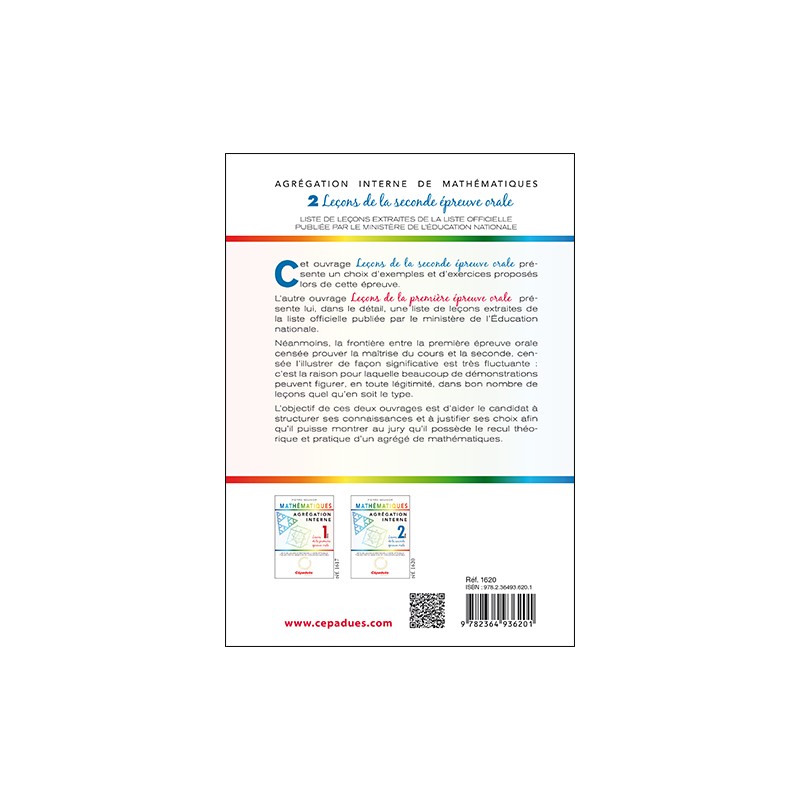 Agrégation interne de mathématiques (tome 2). Leçons de la seconde épreuve orale