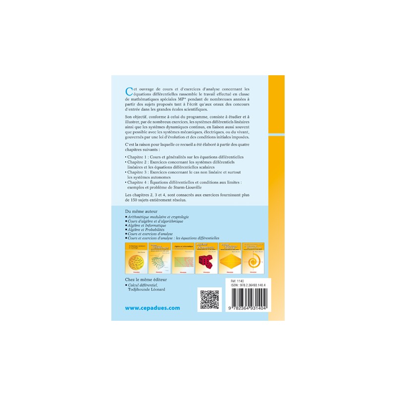 Cours et Exercices d'Analyse : Les Équations Différentielles