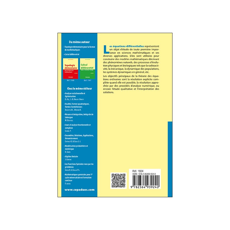 Équations différentielles ordinaires pour les Classes Préparatoires MPSI