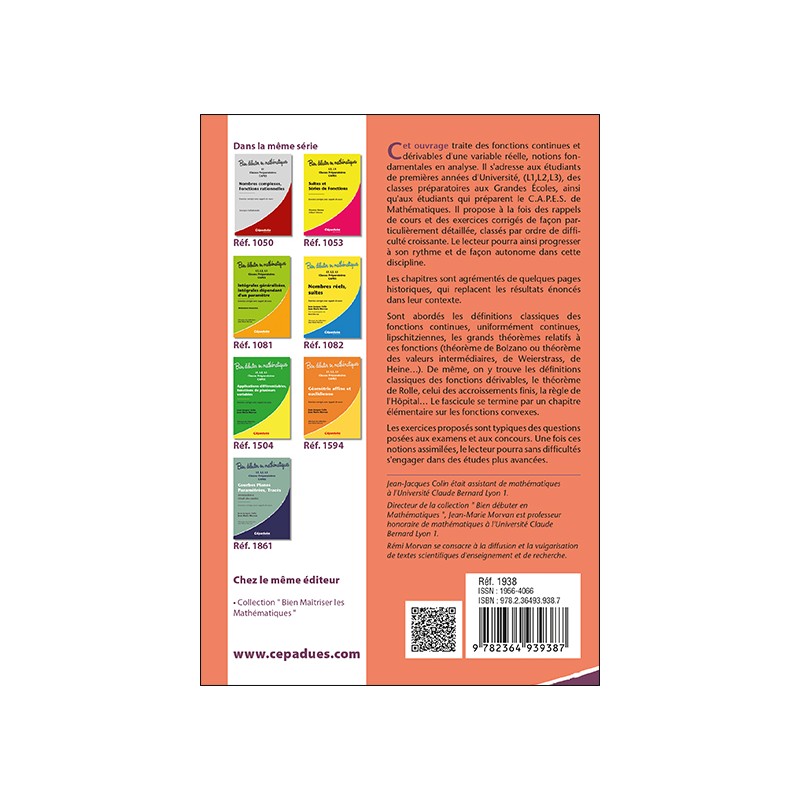 Limites, Fonctions Continues, Fonctions Dérivables. 2e édition