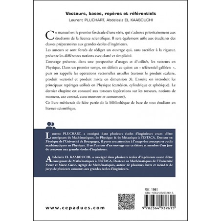 Vecteurs, bases, repères et référentiels. Mathématiques pour la Physique