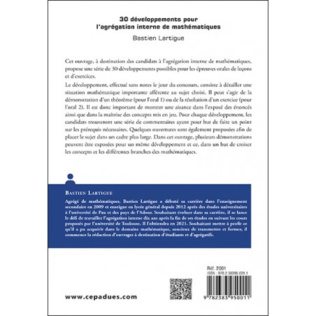 30 développements pour l’agrégation interne de mathématiques. Oral 1 et oral 2