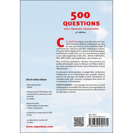 500 questions avec réponses commentées (pilotes ULM) 500 questions avec réponses commentées (pilotes ULM)