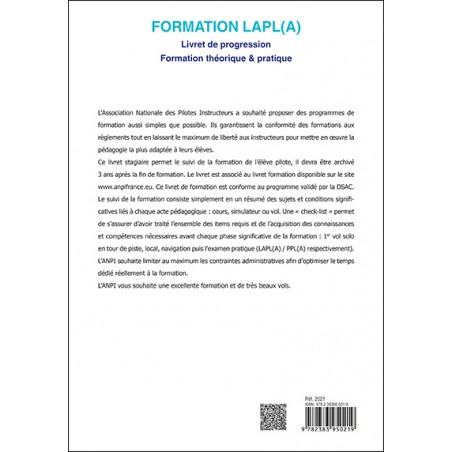 Formation LAPL(A) (Livret de progression ANPI LAPL(A) - Formation théorique & pratique)