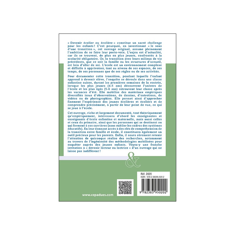 Devenir écolier ou écolière. Le sens d’une transition