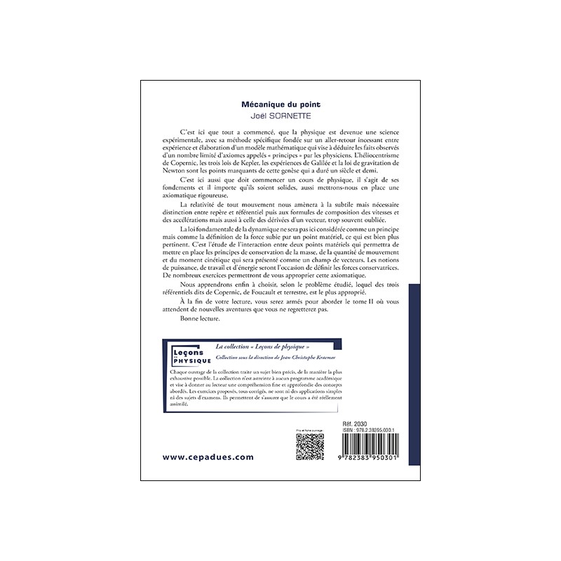 Mécanique du point. Tome 1