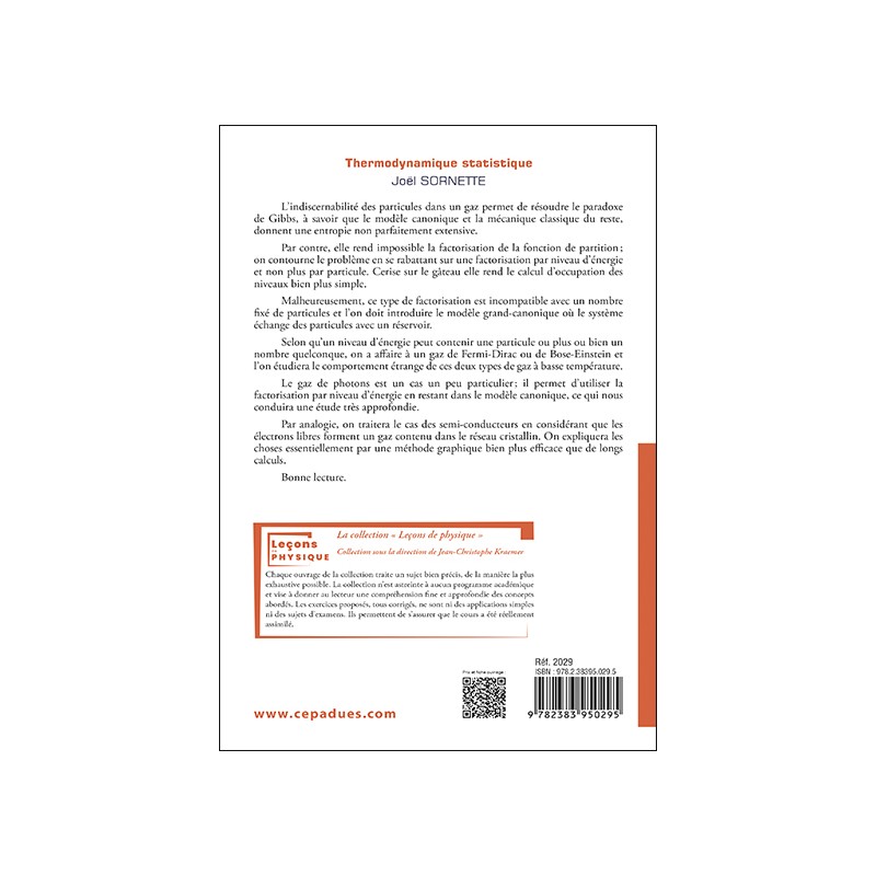 Thermodynamique statistique. Tome 2