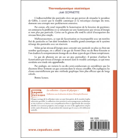 Thermodynamique statistique. Tome 2 Thermodynamique statistique. Tome 2