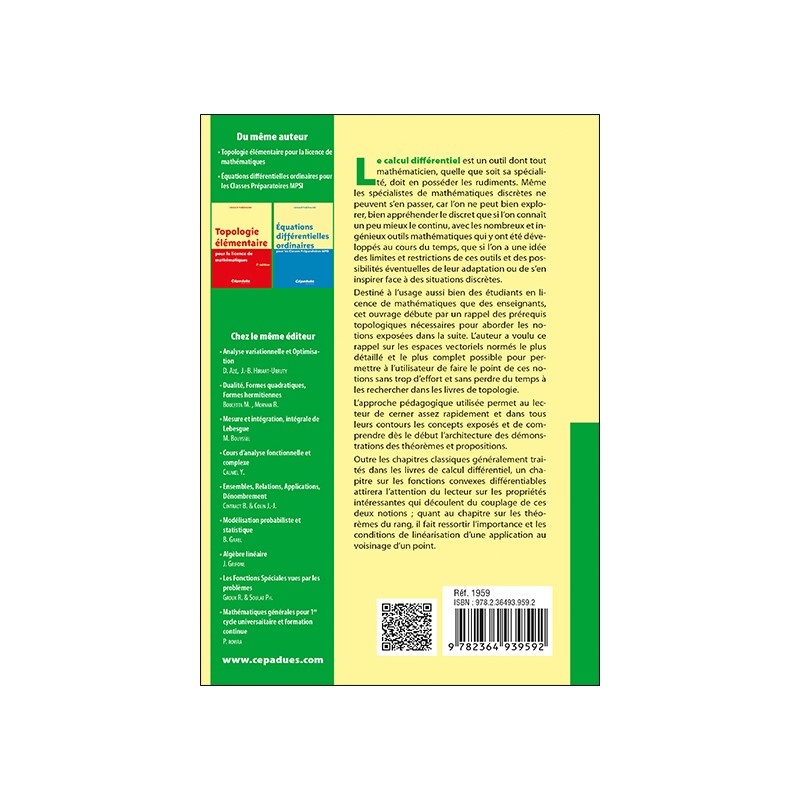 Calcul différentiel 4e édition
