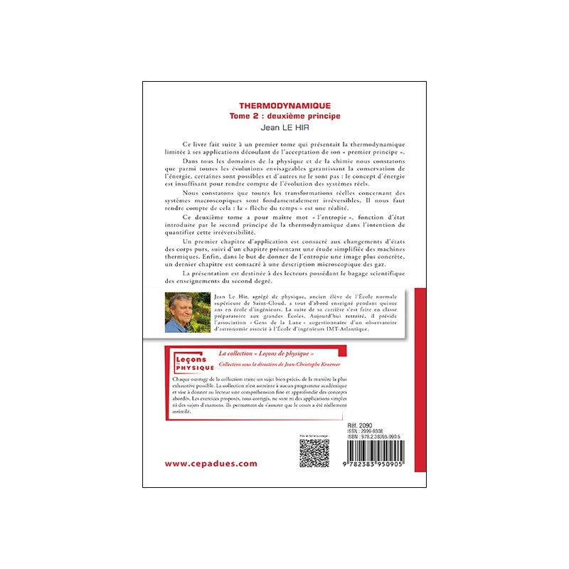 Entropie : deuxième principe de la thermodynamique. Tome 2