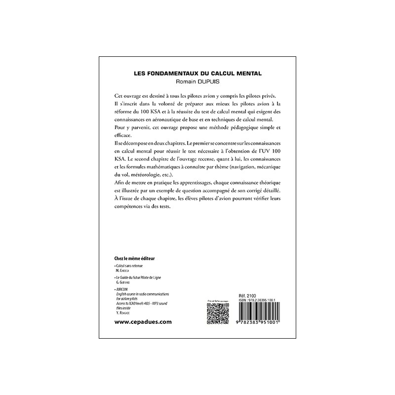 Les fondamentaux du calcul mental. Du pilote privé au pilote de ligne