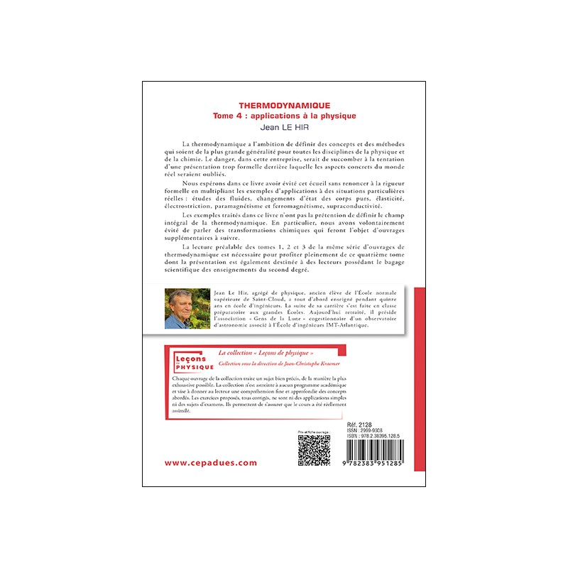 Thermodynamique : applications à la Physique. Tome 4