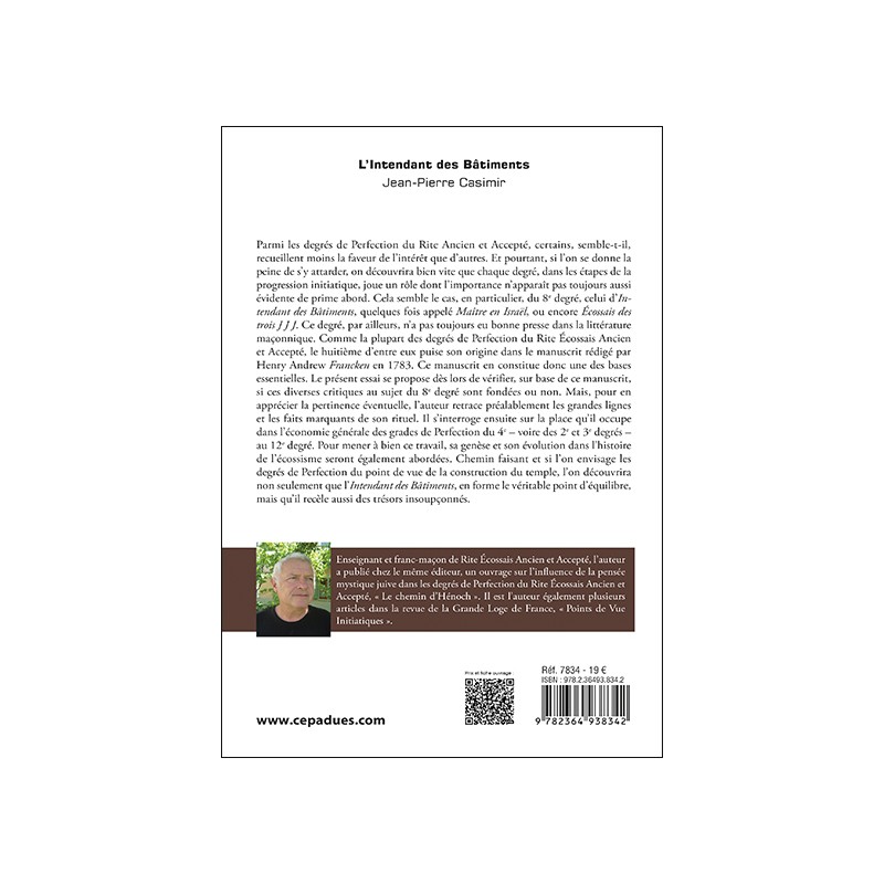 L'Intendant des Bâtiments. Point d’équilibre des degrés de perfection du Rite Écossais Ancien et Accepté