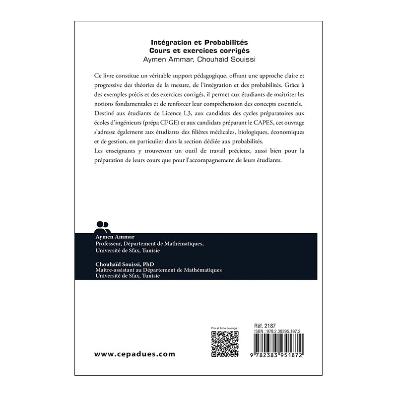 Intégration et Probabilités. Cours et exercices corrigés