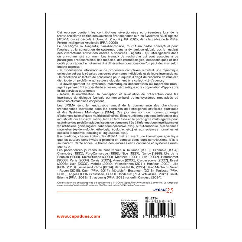 JFSMA 2025. Systèmes multi-agents : Confiance et systèmes multi-agents