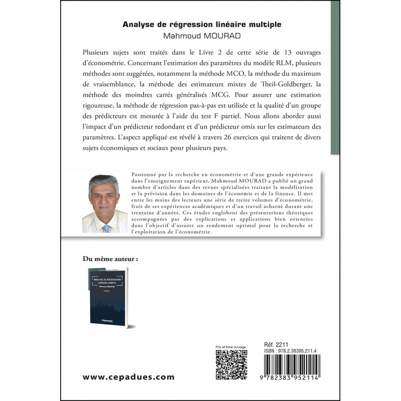 Analyse de régression linéaire multiple. Livre 2. Économétrie Expliquée et Appliquée