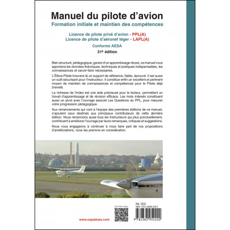 Manuel du pilote d'avion (21e éd.) - le livre seul (PPL et LAPL) Manuel du pilote d'avion (21e éd.) - le livre seul (PPL et LAPL)