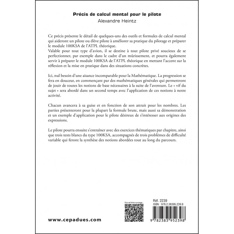 Précis de calcul mental pour le pilote. Pour la pratique en vol et le 100KSA. 2e édition