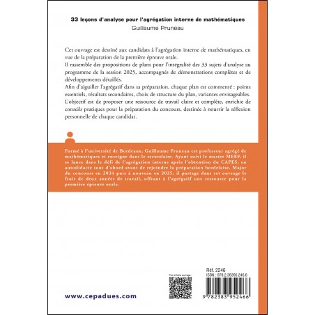 33 leçons d’analyse pour l’agrégation interne de mathématiques. Oral 1