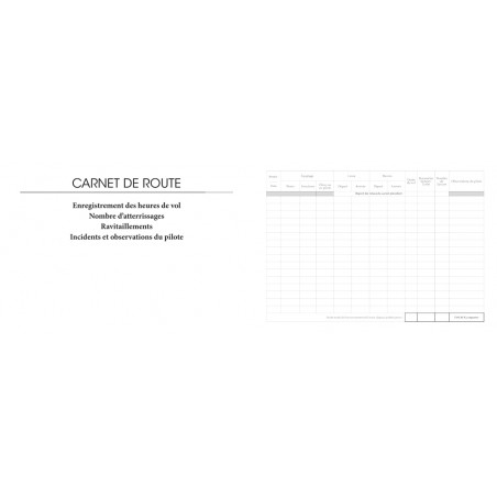 Carnet de route pour planeur, motoplaneur, avion léger et remorqueur