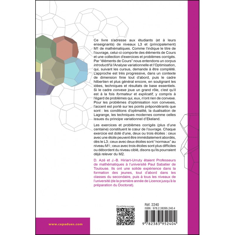Analyse variationnelle et optimisation. Éléments de cours,  exercices et problèmes corrigés. Licence 3 (L3) Master 1 (M1)