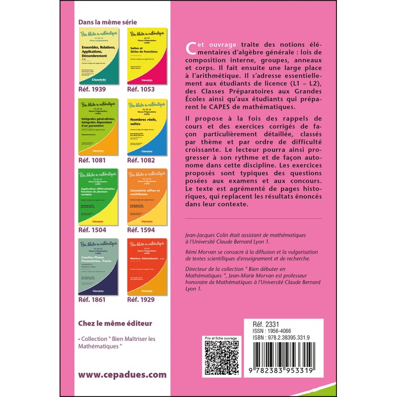 Structures Algébriques Elémentaires, Arithmétique. 2e édition